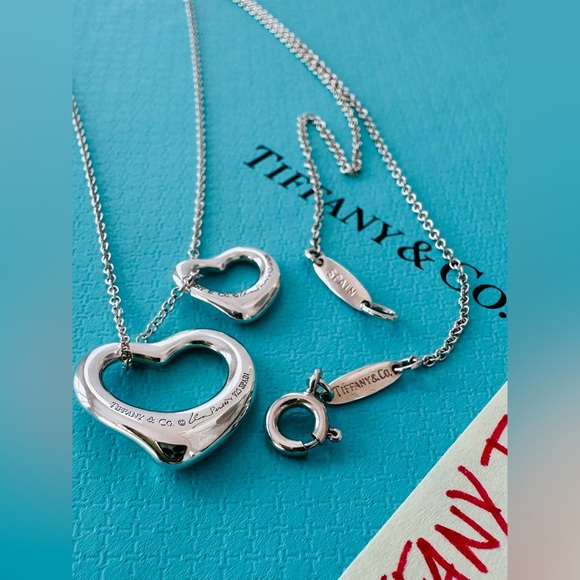 T&Co Elsa Peretti Open Heart Necklace (16mm & 11mm hearts on 16” chain) - Picture 3 of 4